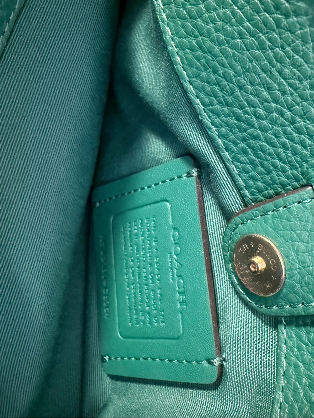 COACH Green Leather Satchel with Rainbow Striped Strap - Picture 9 of 11